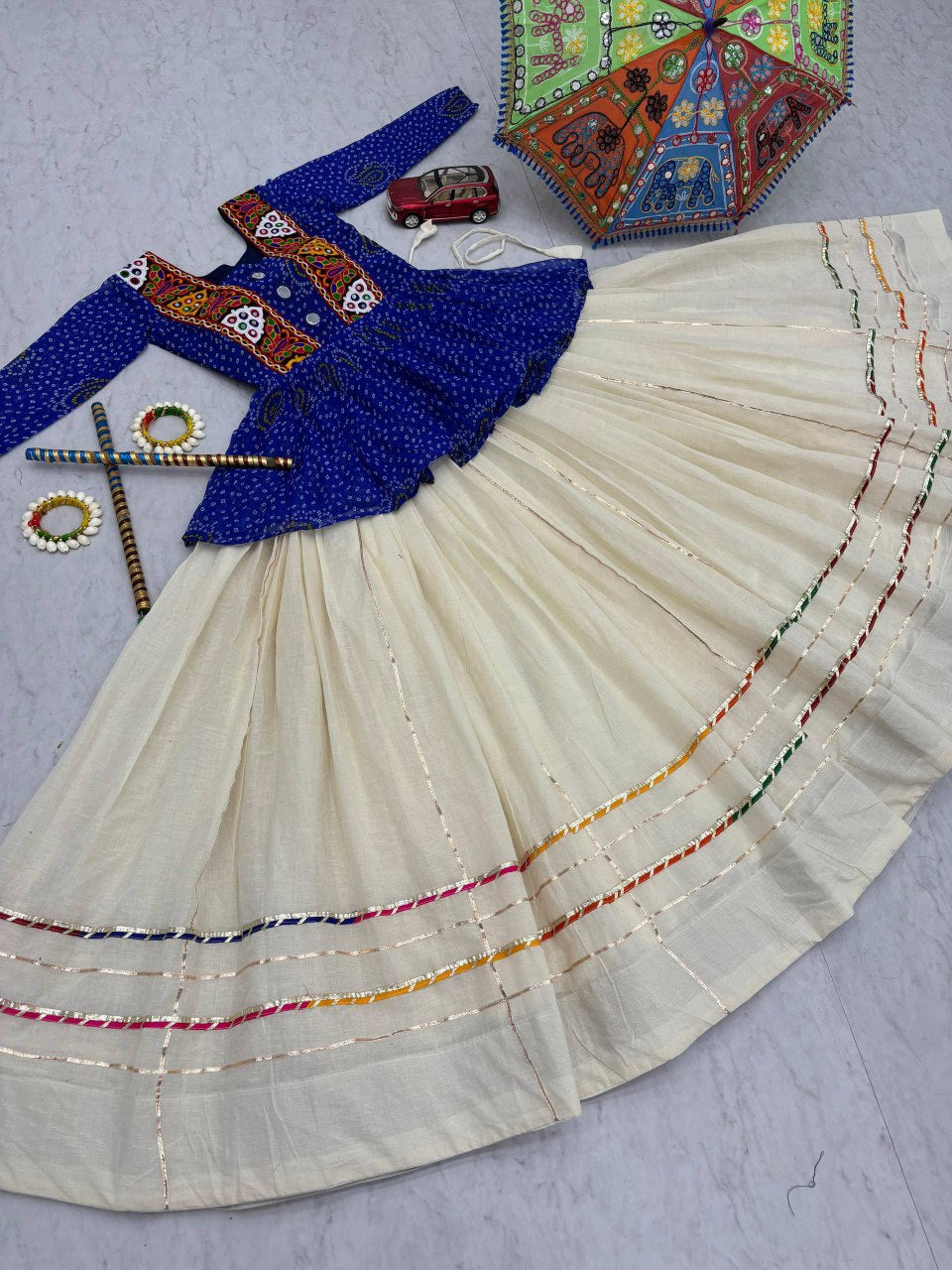 Launching Navratri Special Bandhej Print Lehenga Choli with 6 Meter Big Flair- Fully Stitched