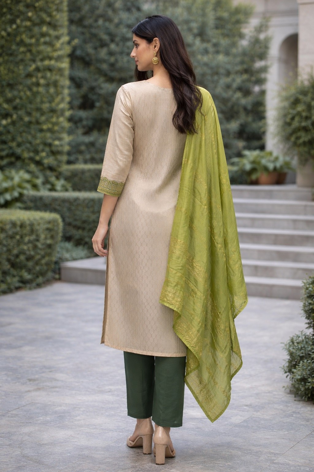 Designer Embroidered Kurta Pant Set with Printed Dupatta Perfect For Wedding Function