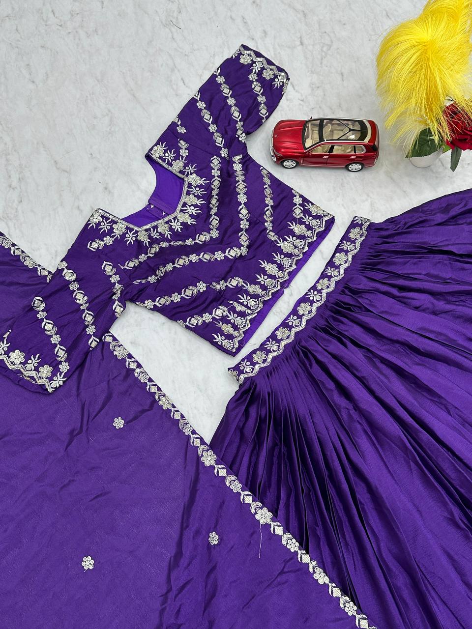 Launching New Festival Chinon Lehenga Choli with Sequence Work and Embroidered Dupatta - Fully Stitched