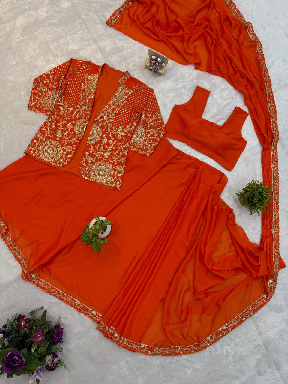 New Superhit Trending Rangoli Ready to Wear Saree with Heavy Embroidered Koti and Stylish Blouse - Fully Stitched