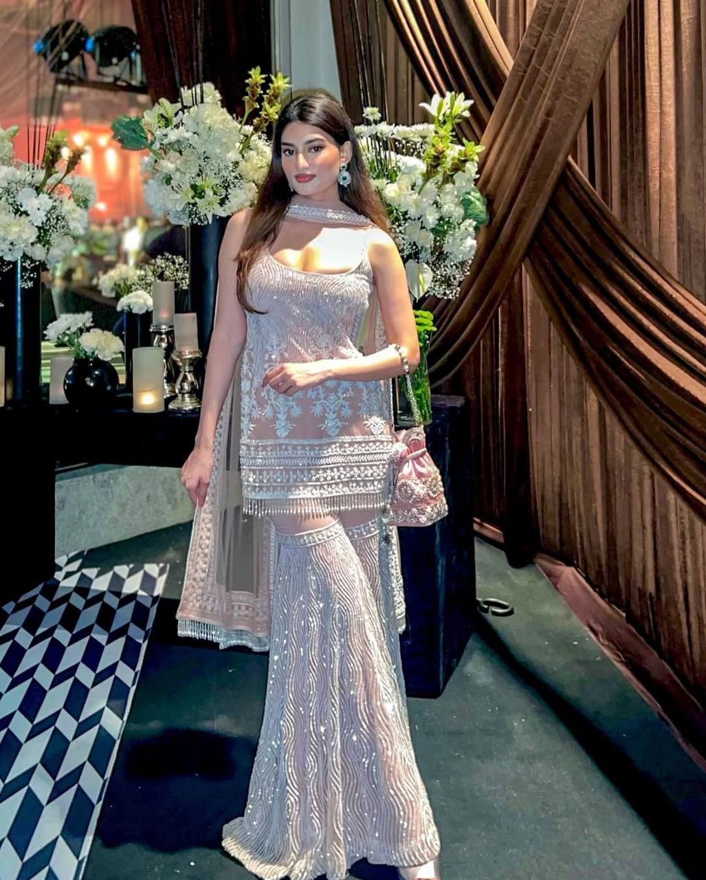 elegant and stylish Soft Net Palazzo Suit