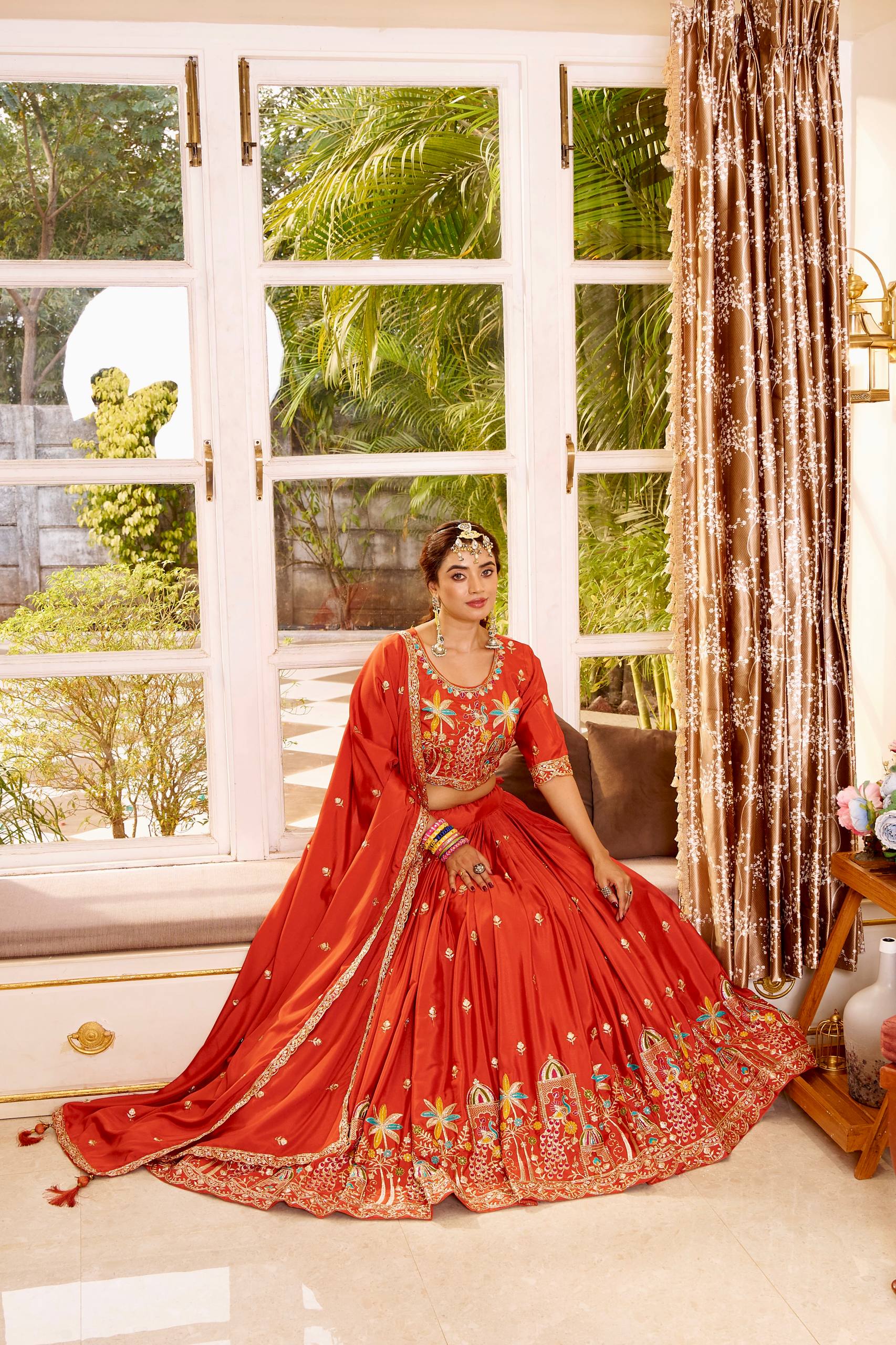 Wedding Collection Pure Crepe Silk Lehenga Choli with Heavy Embroidery Sequence Work - Fully Stitched (A)-178
