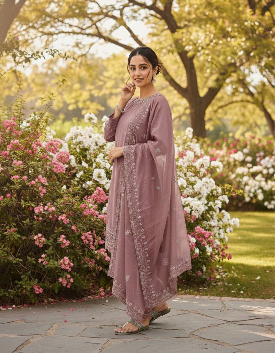 Designer Pure Natural Crepe Top with Farshi Palazzo & Organza Dupatta Set for Women | Embroidered Sequence Work | Premium Party Wear Collection (L)-1143