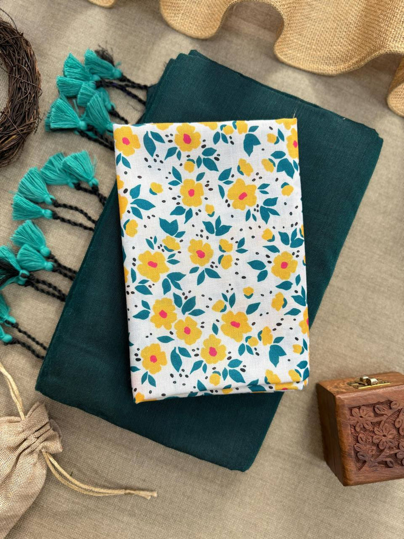 New Handloom Khadi Cotton Saree with Magic Cotton Unstitched Blouse | Elegant Ethnic Wear HE-BUY-(X)-127