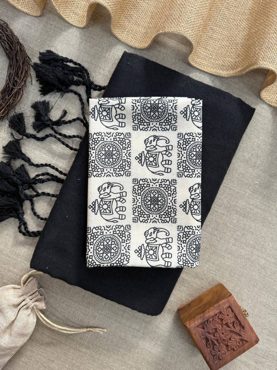 New Handloom Khadi Cotton Saree with Magic Cotton Unstitched Blouse | Elegant Ethnic Wear HE-BUY-(X)-127