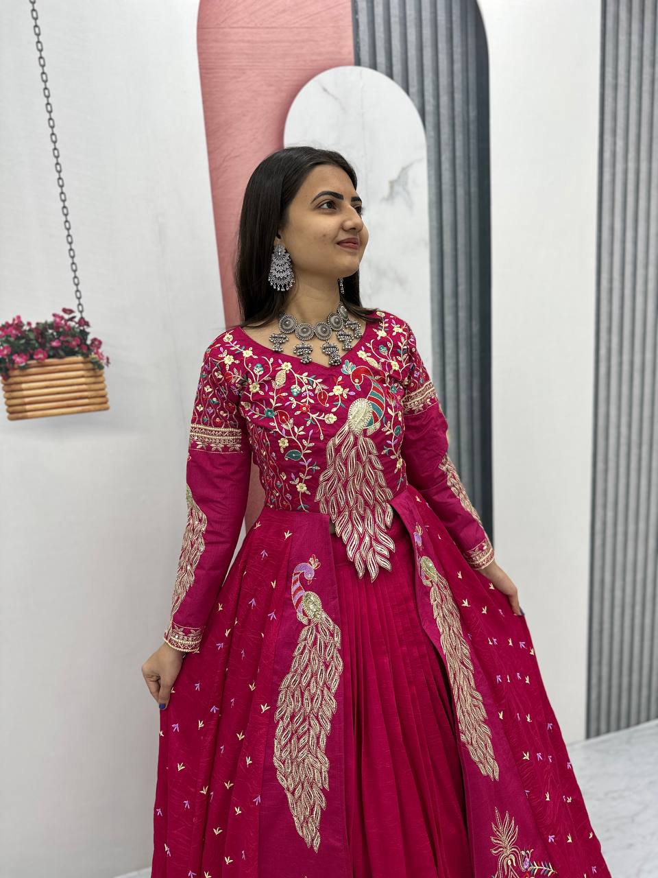 Premium Pure Vichitra Festival Special Crop Top with Lehenga & Shrug Set for Women | Heavy Thread & Sequence Work | Designer Party & Wedding Wear Collection