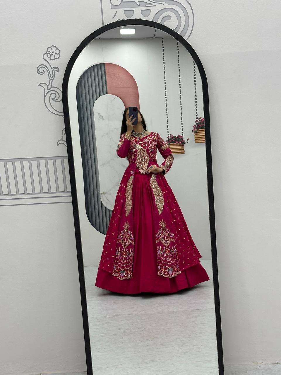Premium Pure Vichitra Festival Special Crop Top with Lehenga & Shrug Set for Women | Heavy Thread & Sequence Work | Designer Party & Wedding Wear Collection