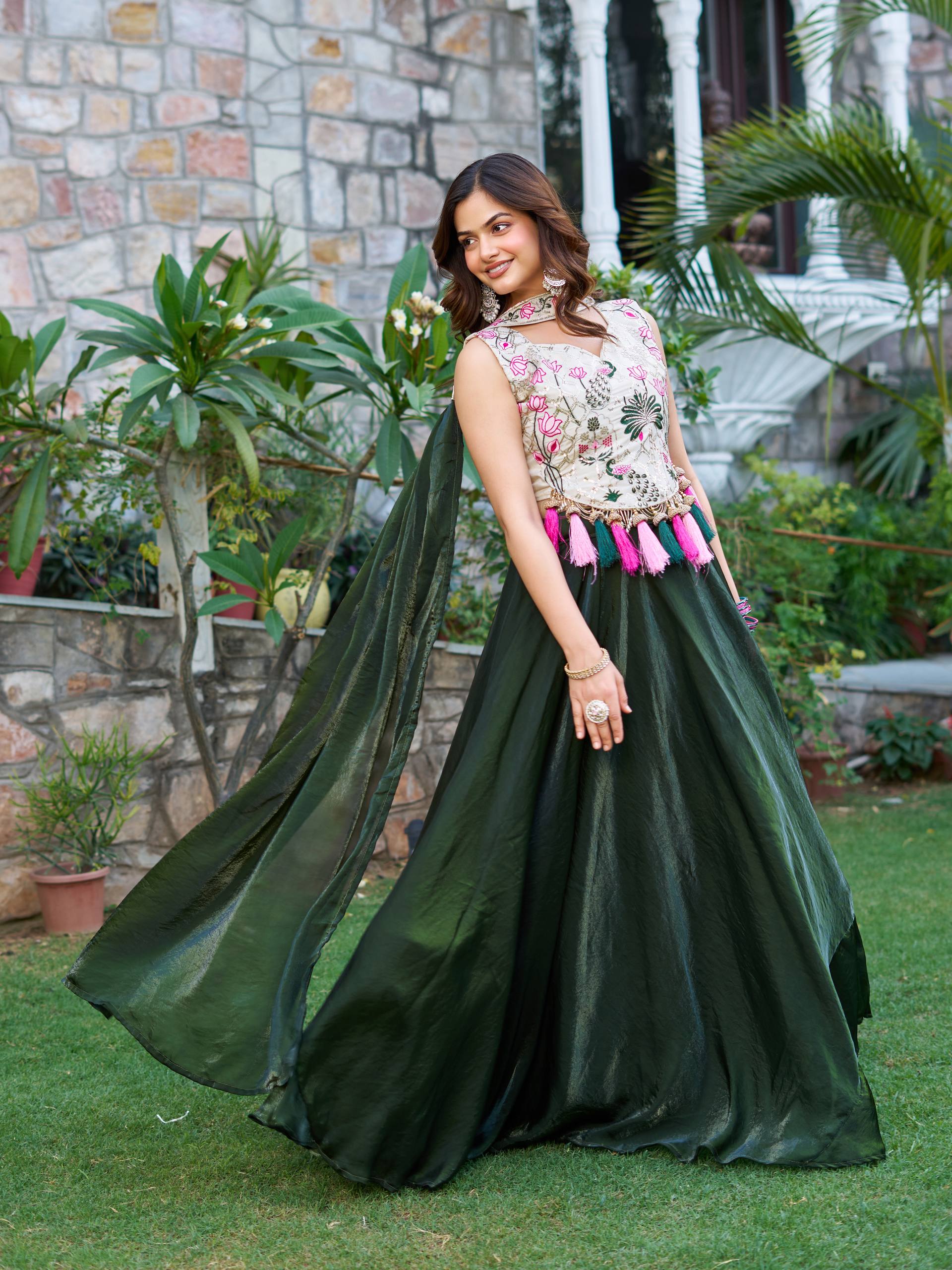 Premium Simar Tissue Silk & Fendy Silk Rakhi Special Lehenga Choli for Women | 9-Meter Grand Flare | Designer Festive, Wedding & Party Wear Collection (A)125