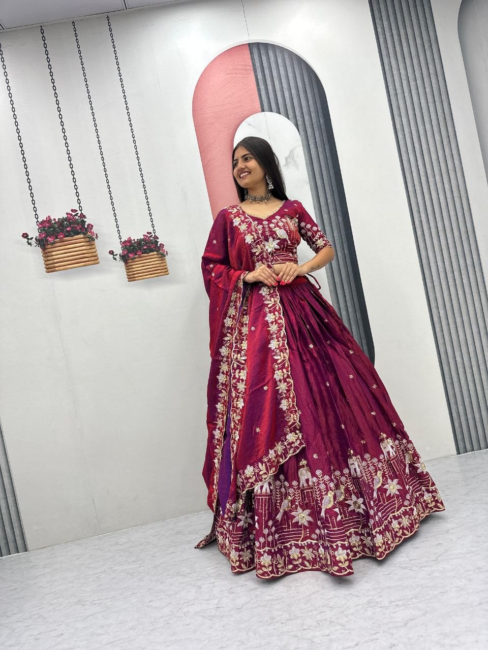 Festival Lehenga Choli with Dupatta | To Glass Silk | Heavy Embroidery & Sequence Work | Fully Stitched Festive Wear   HE-BUY-{G}-340