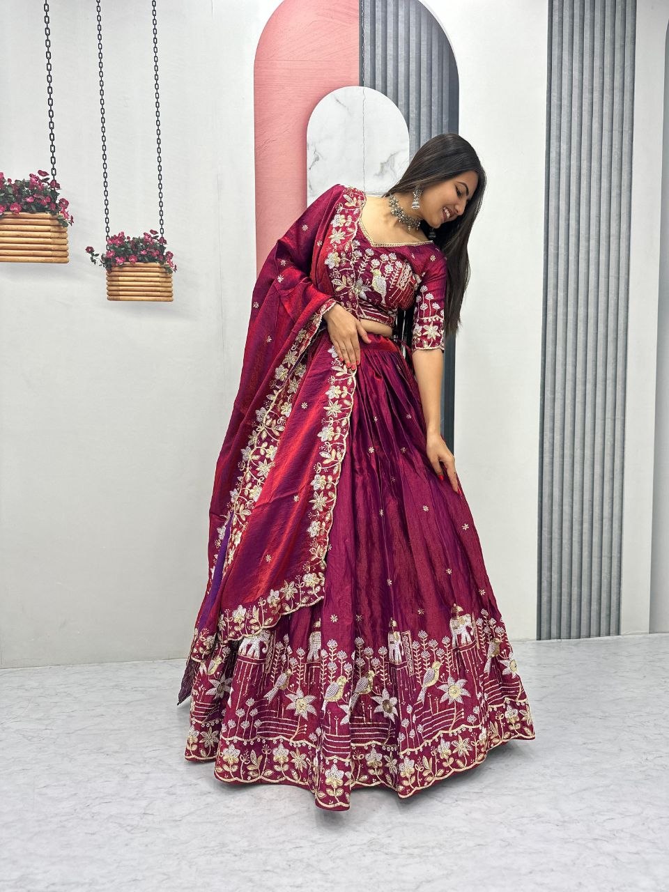 Festival Lehenga Choli with Dupatta | To Glass Silk | Heavy Embroidery & Sequence Work | Fully Stitched Festive Wear   HE-BUY-{G}-340