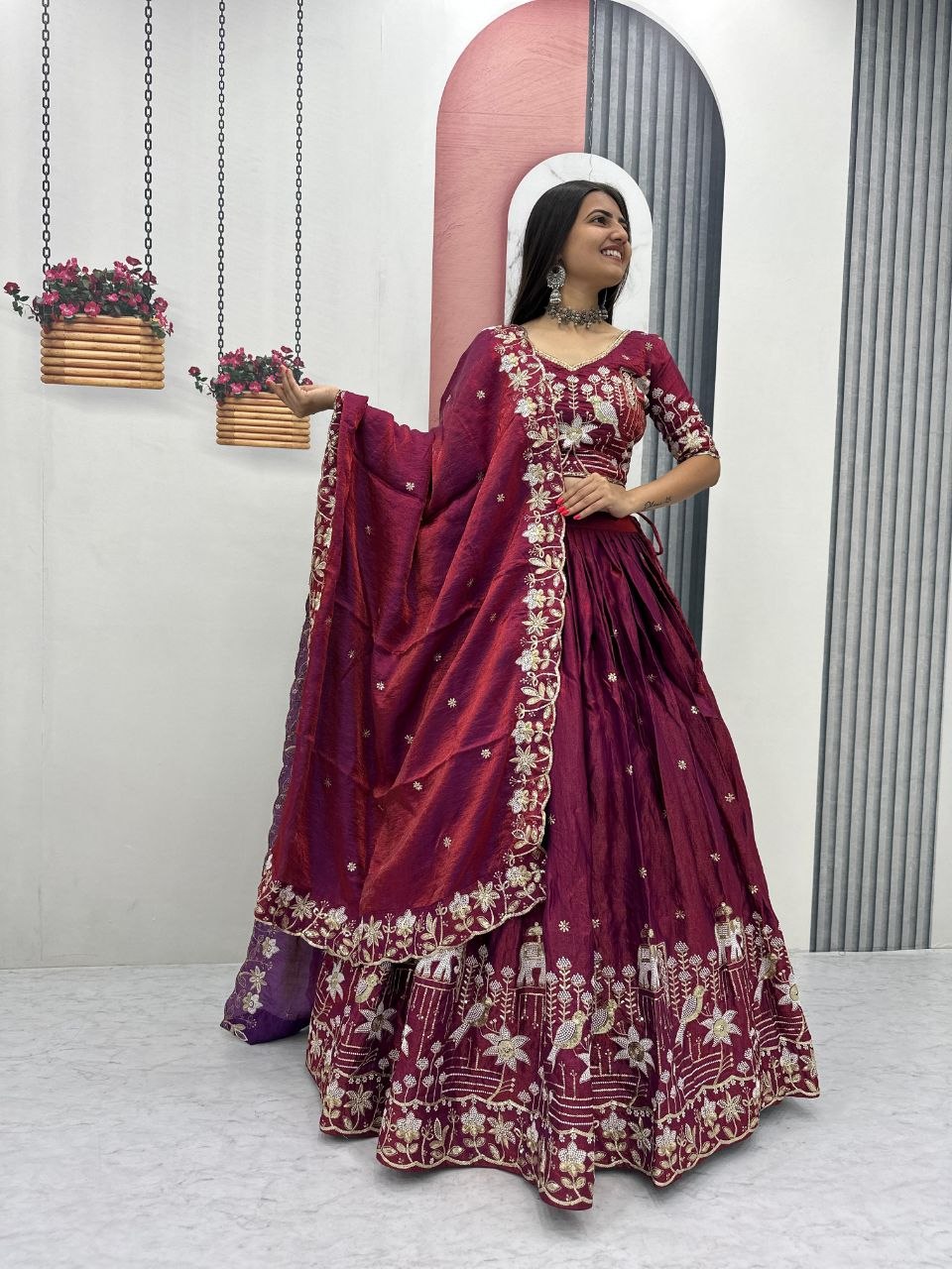 Festival Lehenga Choli with Dupatta | To Glass Silk | Heavy Embroidery & Sequence Work | Fully Stitched Festive Wear   HE-BUY-{G}-340