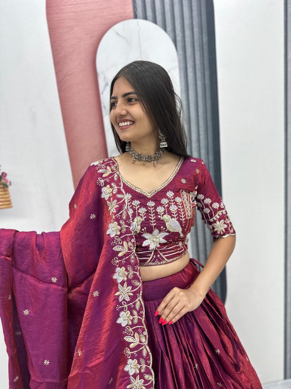 Festival Lehenga Choli with Dupatta | To Glass Silk | Heavy Embroidery & Sequence Work | Fully Stitched Festive Wear   HE-BUY-{G}-340