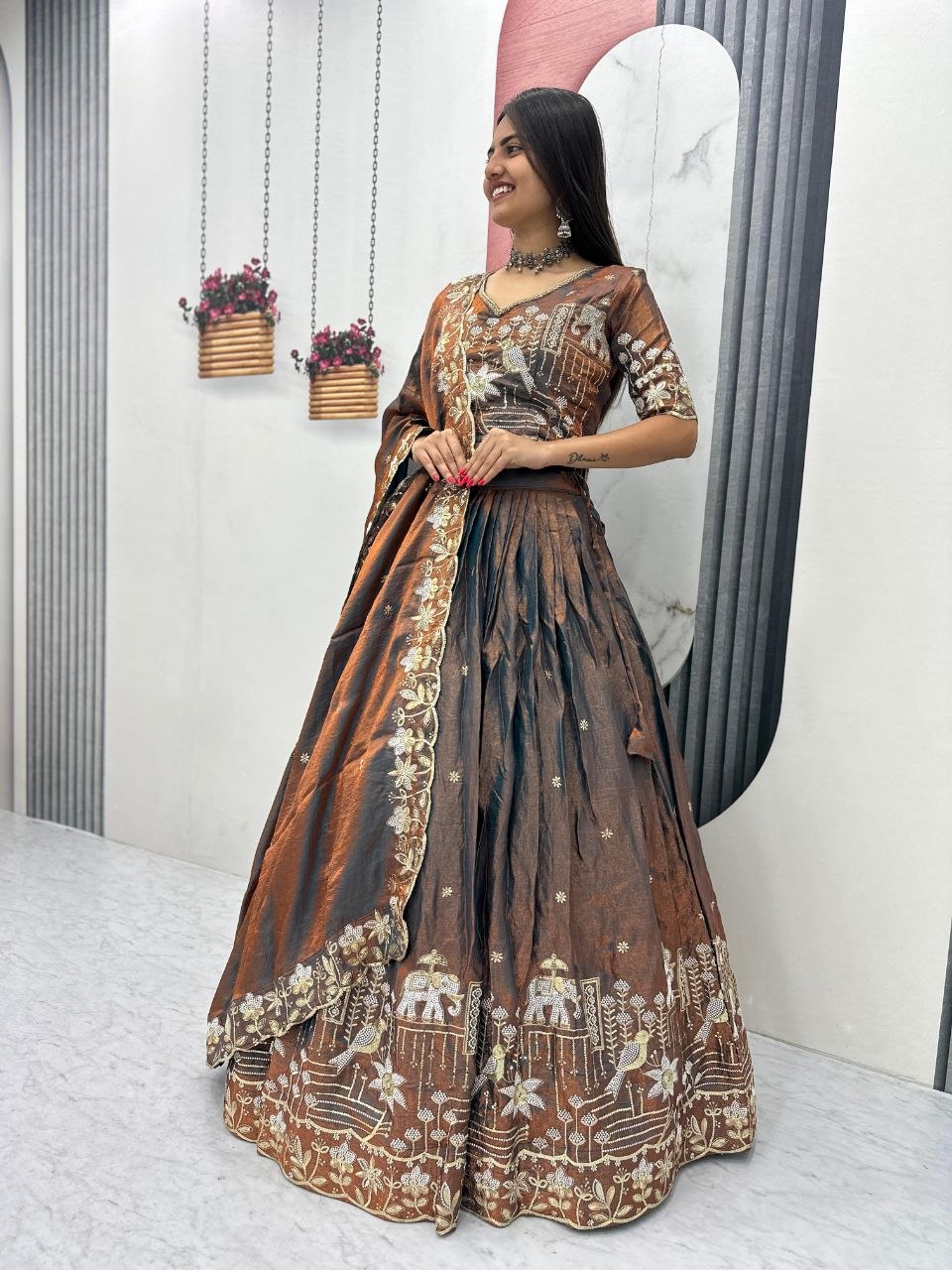 Festival Lehenga Choli with Dupatta | To Glass Silk | Heavy Embroidery & Sequence Work | Fully Stitched Festive Wear   HE-BUY-{G}-340