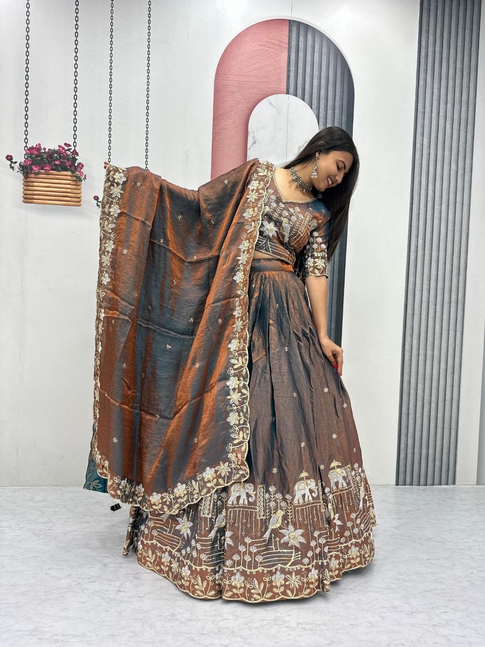 Festival Lehenga Choli with Dupatta | To Glass Silk | Heavy Embroidery & Sequence Work | Fully Stitched Festive Wear   HE-BUY-{G}-340
