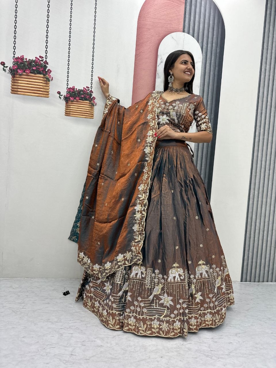 Festival Lehenga Choli with Dupatta | To Glass Silk | Heavy Embroidery & Sequence Work | Fully Stitched Festive Wear   HE-BUY-{G}-340