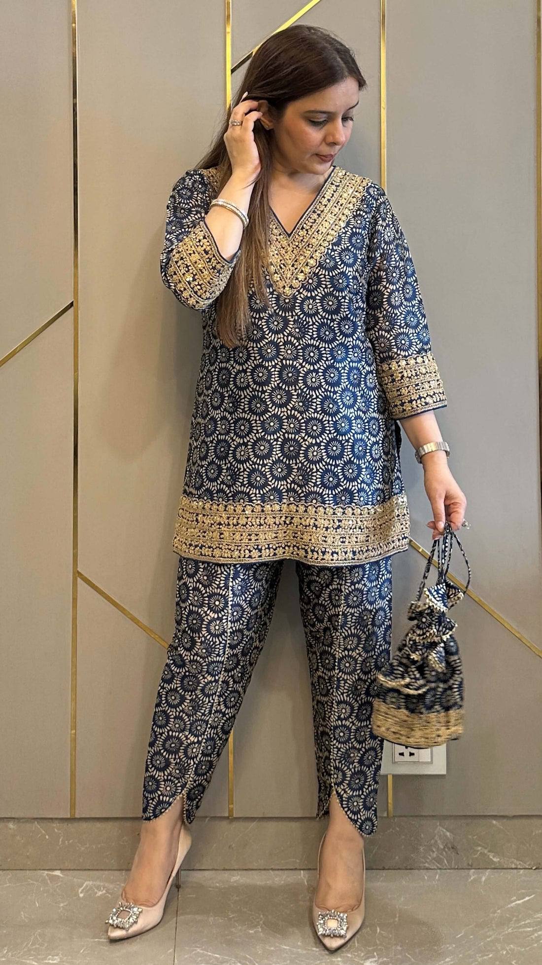 Premium Printed Mul Cotton Co-Ord Set for Women | Embroidered Neck & Daman Work | Festive & Casual Wear Collection HE-BUY-(D)-1124