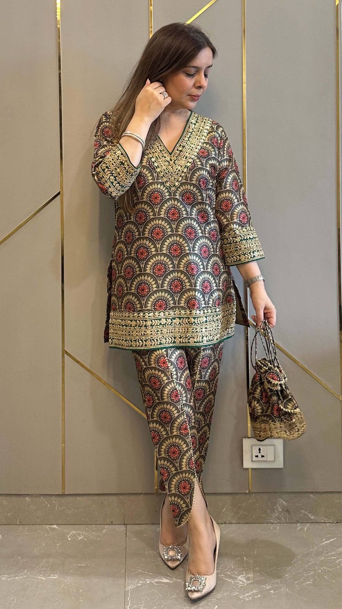Premium Printed Mul Cotton Co-Ord Set for Women | Embroidered Neck & Daman Work | Festive & Casual Wear Collection HE-BUY-(D)-1124