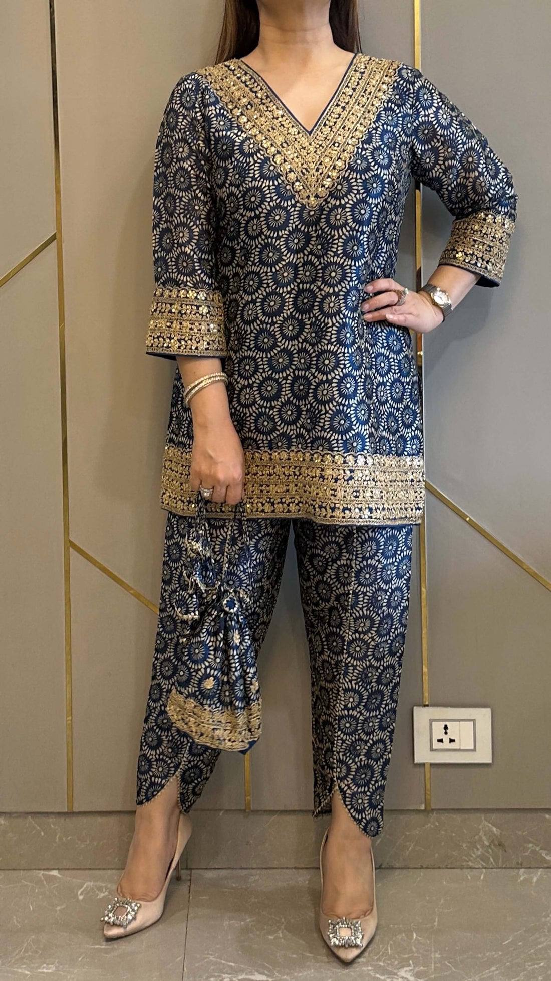 Premium Printed Mul Cotton Co-Ord Set for Women | Embroidered Neck & Daman Work | Festive & Casual Wear Collection HE-BUY-(D)-1124
