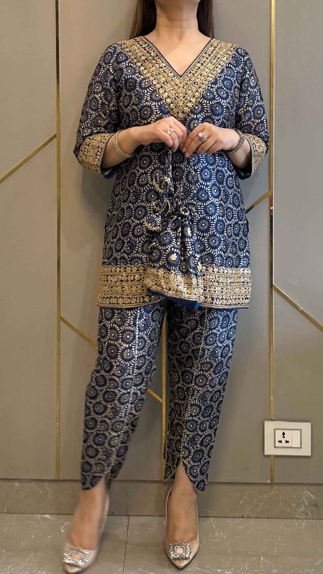 Premium Printed Mul Cotton Co-Ord Set for Women | Embroidered Neck & Daman Work | Festive & Casual Wear Collection HE-BUY-(D)-1124