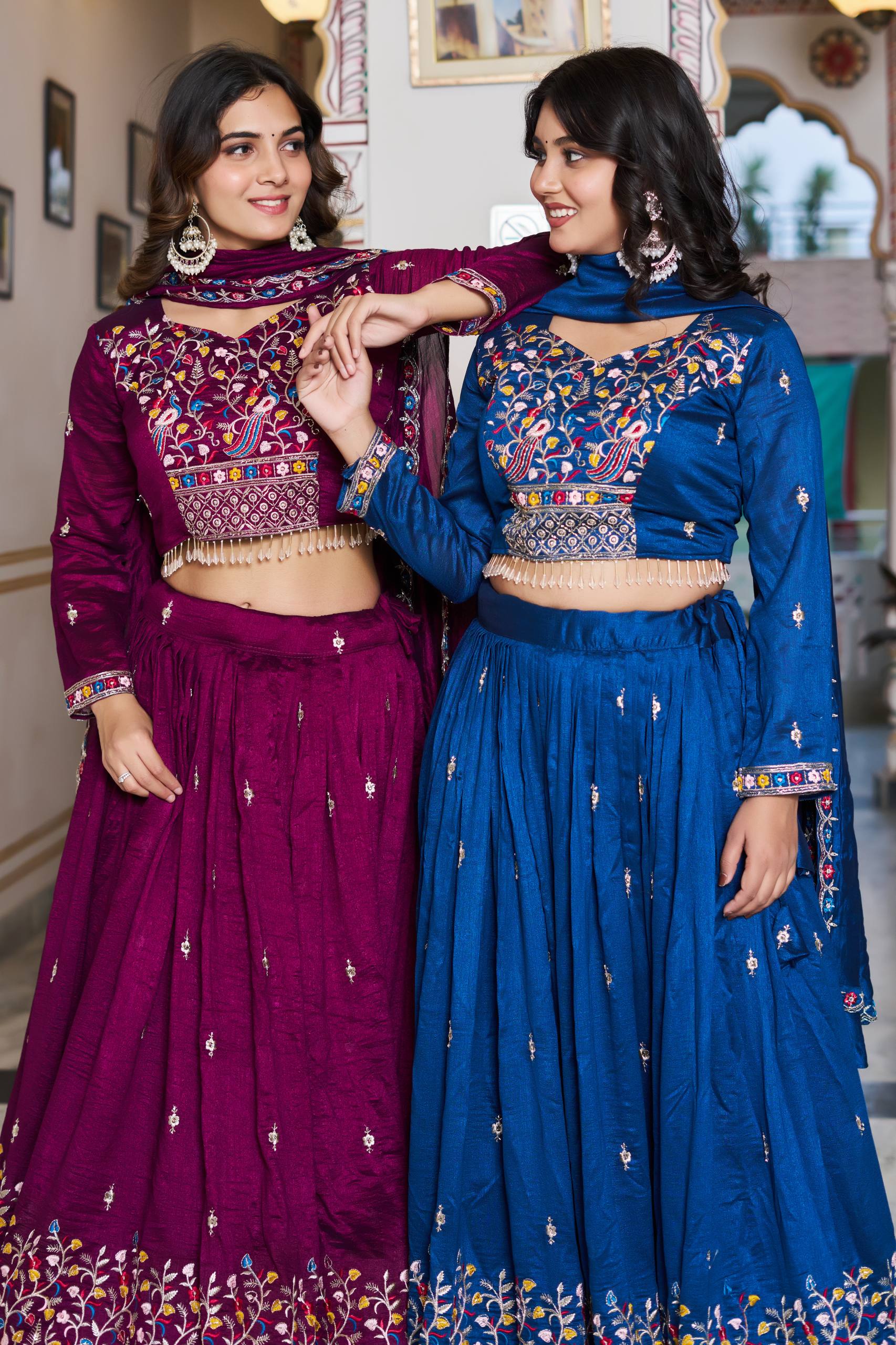 Premium Pure Vichitra Silk Wedding Lehenga Choli for Women | Heavy Embroidery, Sequence, Beads & Thread Work | Designer Bridal, Reception & Festive Wear Collection (A)-147