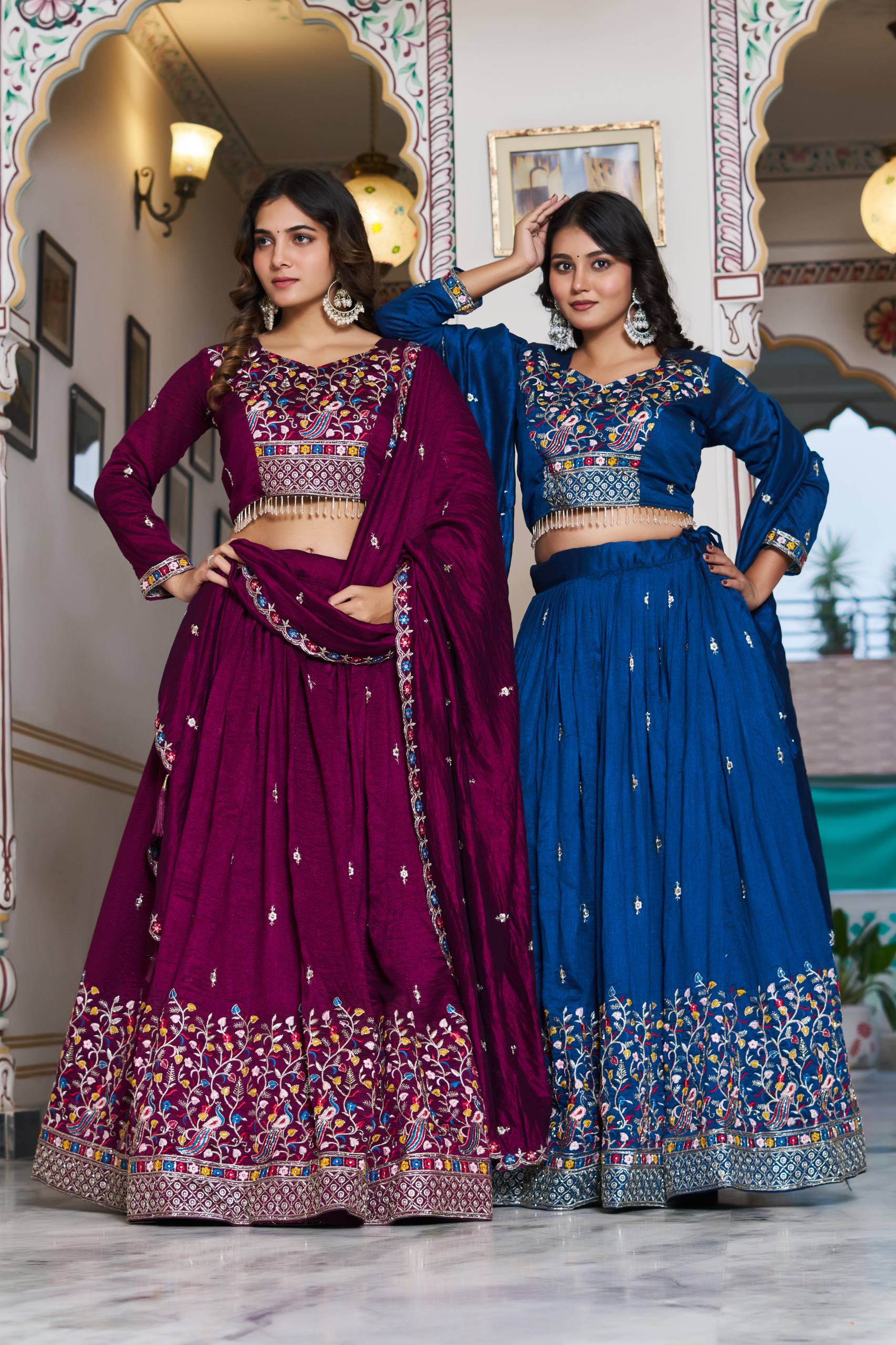 Premium Pure Vichitra Silk Wedding Lehenga Choli for Women | Heavy Embroidery, Sequence, Beads & Thread Work | Designer Bridal, Reception & Festive Wear Collection (A)-147