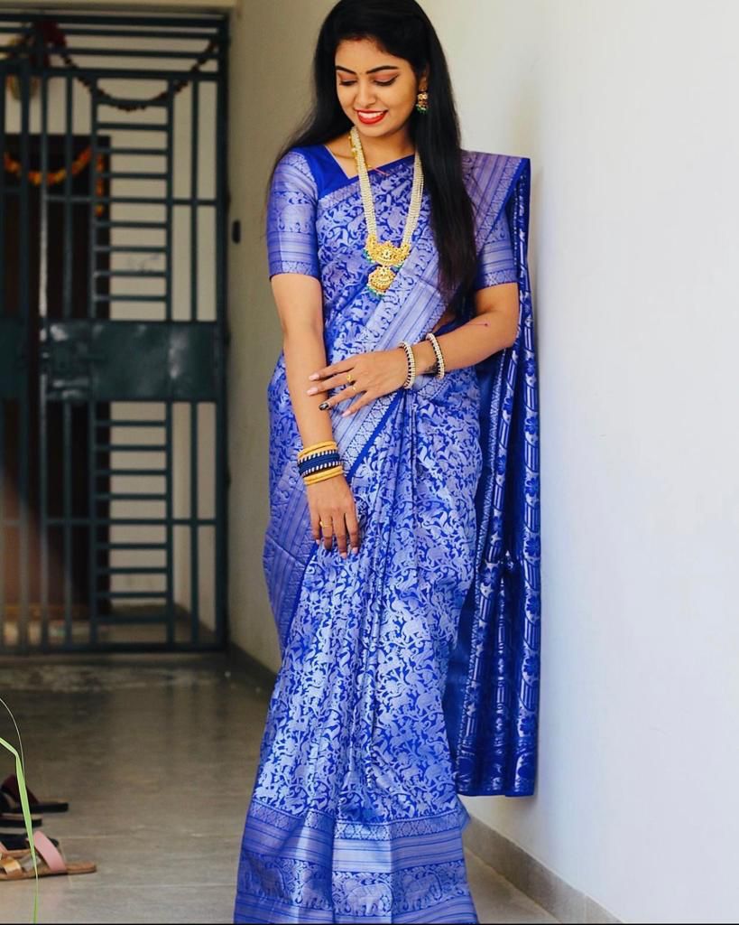 Premium Soft Lichi Silk Saree with Rich Pallu & All-Over Jacquard Work | Exclusive Jacquard Border Blouse | Traditional Festive Wear  HE-BUY-(Y)-1970