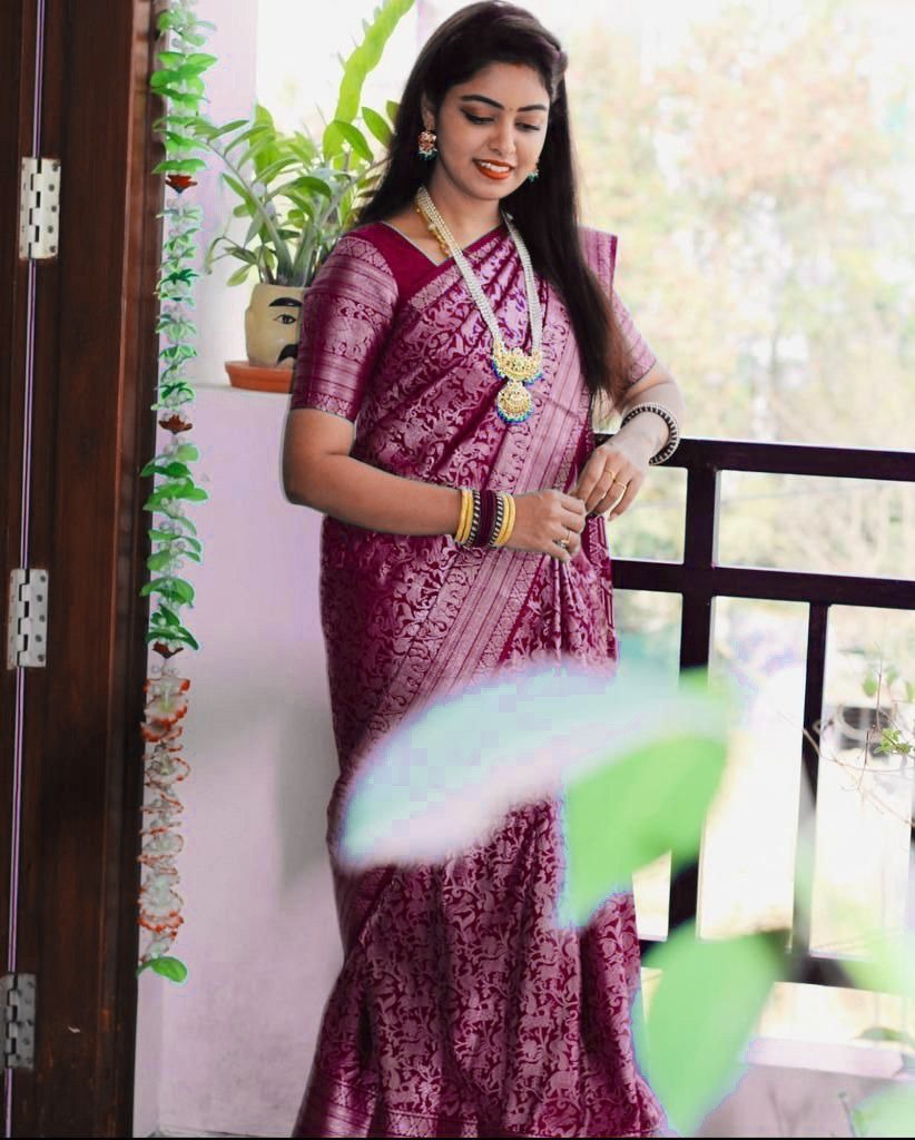 Premium Soft Lichi Silk Saree with Rich Pallu & All-Over Jacquard Work | Exclusive Jacquard Border Blouse | Traditional Festive Wear  HE-BUY-(Y)-1970