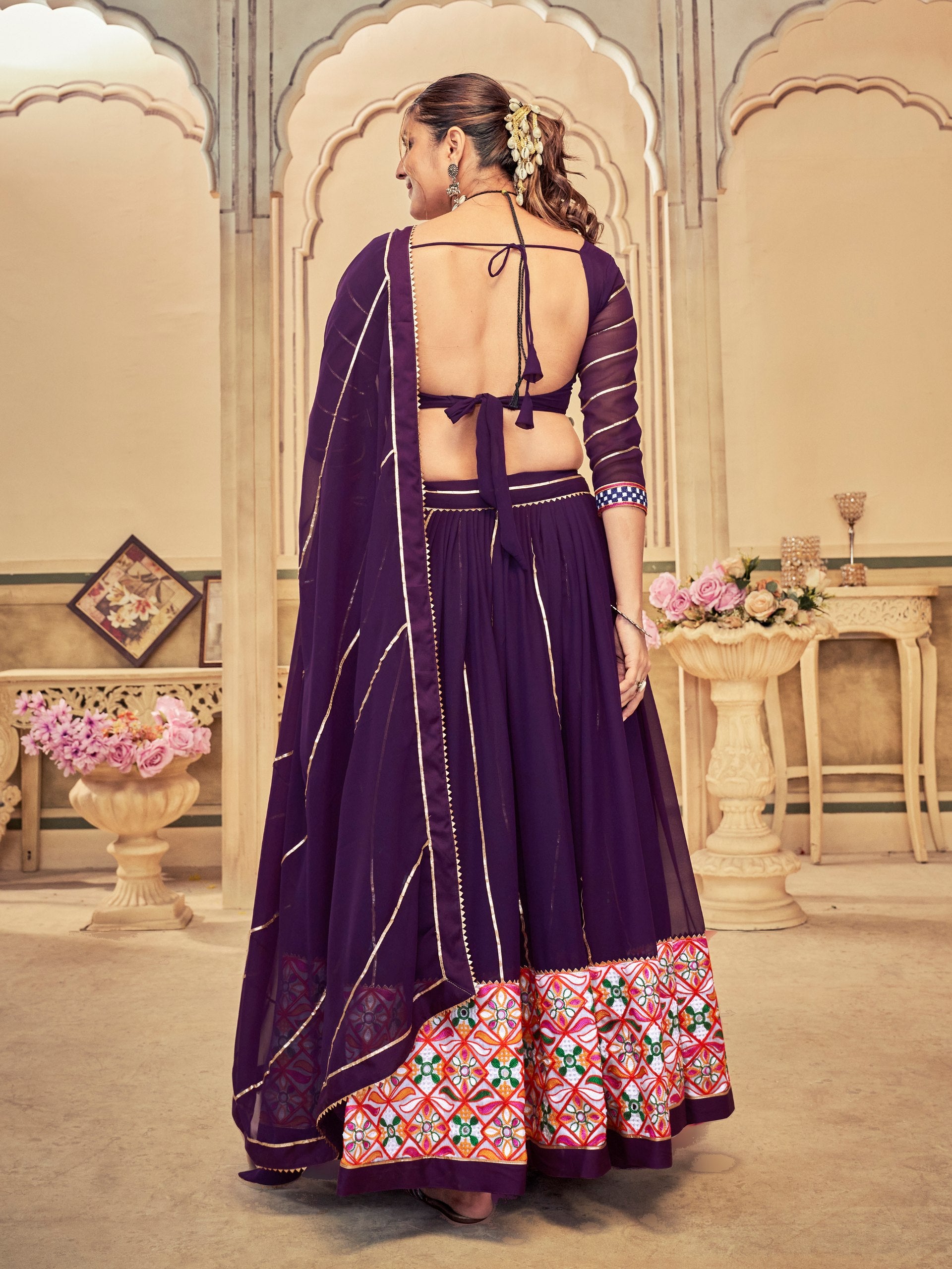 Premium Navratri Chaniya Choli for Women | Georgette Lehenga with Mirror & Thread Embroidery Work | Garba & Dandiya Special Collection HE-BUY-(H)-Nav_20