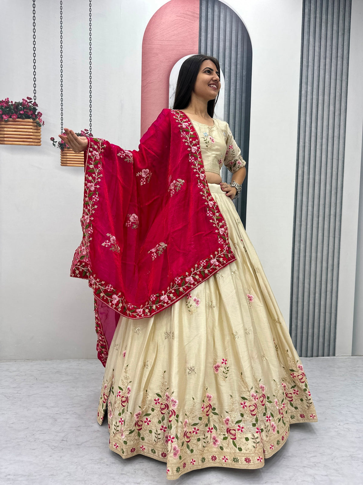 Premium Chinon Lehenga Choli with Heavy Embroidery Thread & Sequins Work | Designer Festival, Wedding & Party Wear Collection  HE-BUY-(G)-323