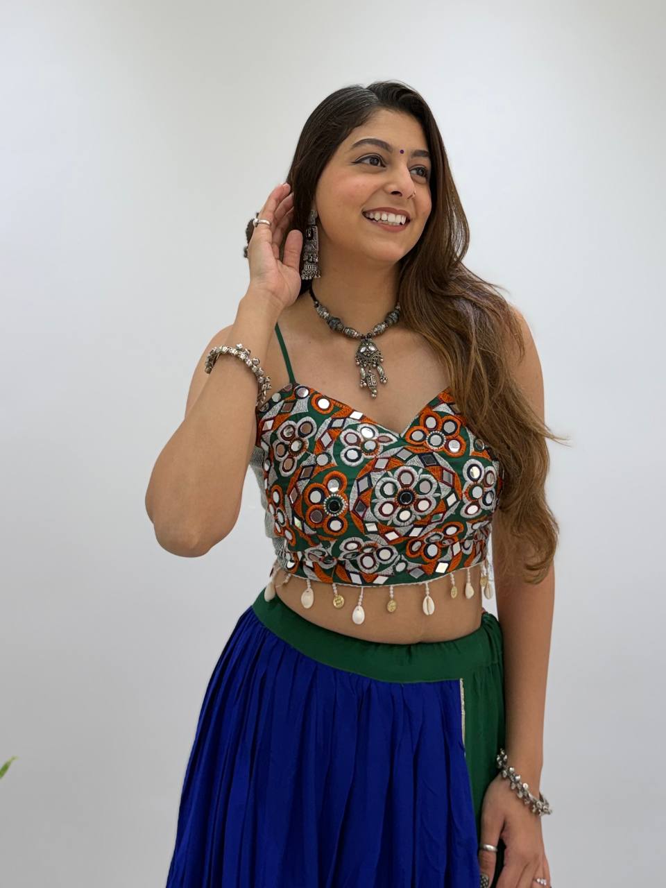 2026 Navratri Lehenga Choli | 6 Meter Full Flair | Real Mirror Embroidery & Gotta Patti Work | Reyon Fabric | Festive Wear HE-BUY-(R)-24