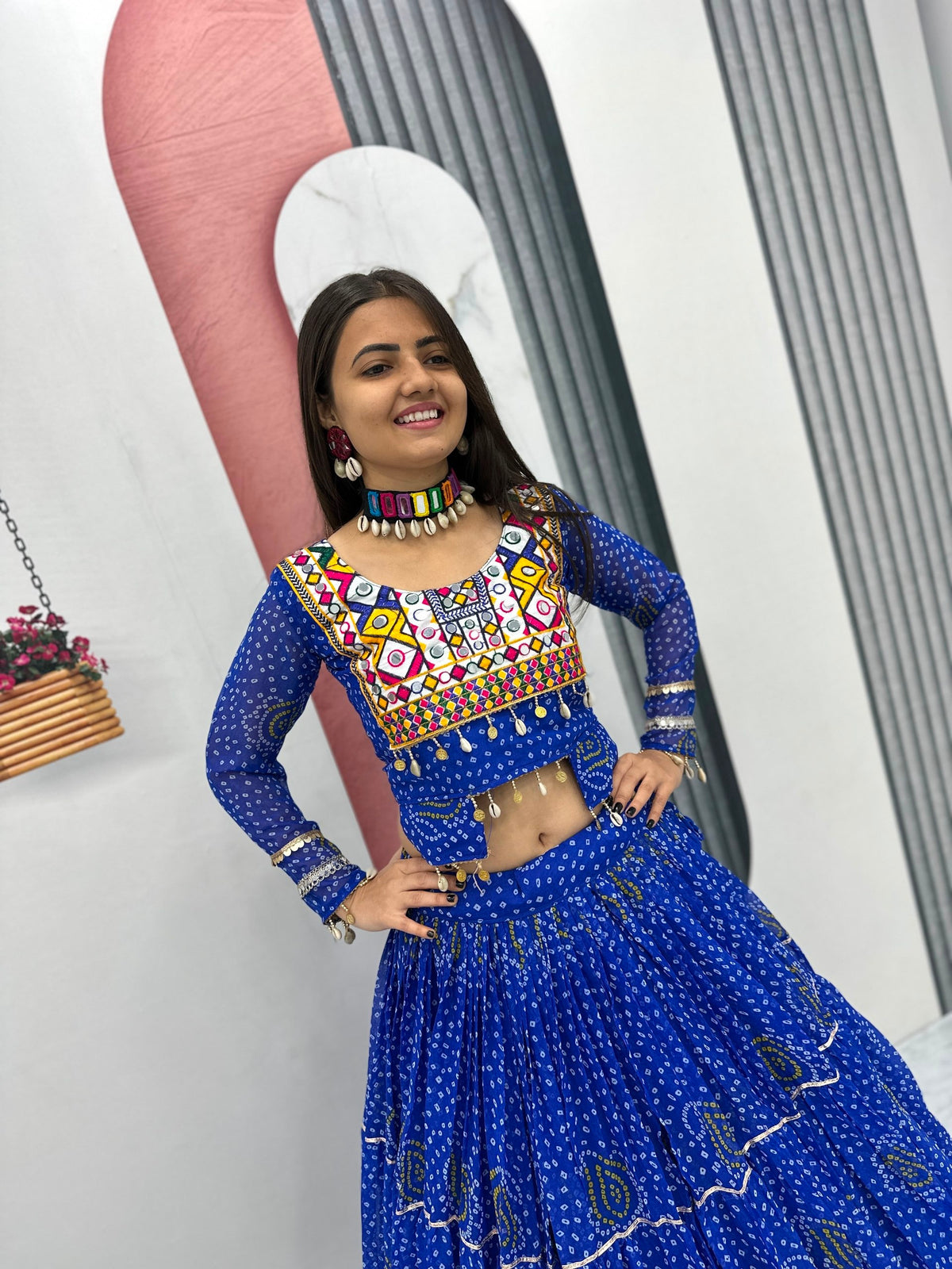 Navratri Special Pure Fox Georgette Lehenga Choli with Thread Embroidery & Codi Work | 9-Meter Flare Designer Festival Collection &nbsp; HE-BUY-(G)-324