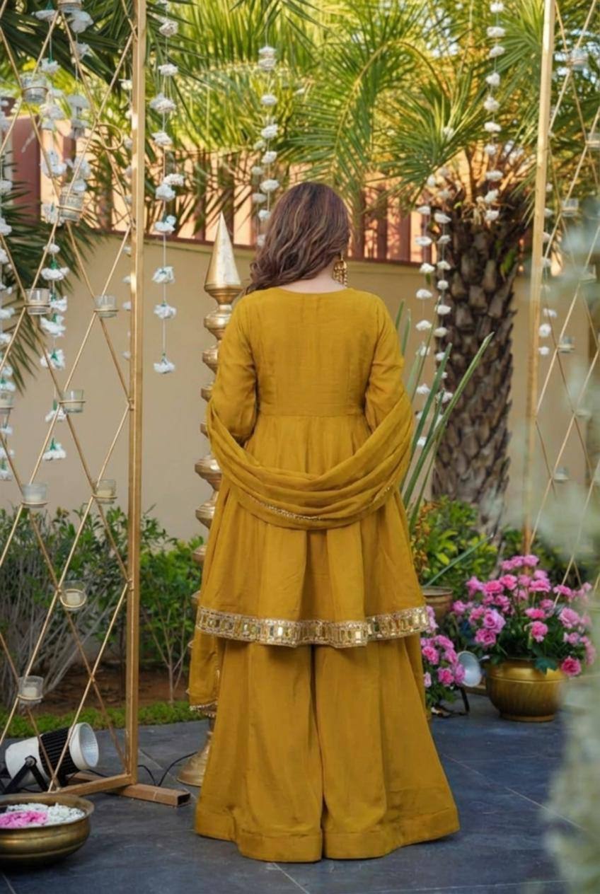 Premium Silk Kurti Set for Women | Designer Real Mirror Work Kurti with Silk Pant & Handwork Dupatta | Wedding, Festive & Party Wear Collection&nbsp (K)-1011