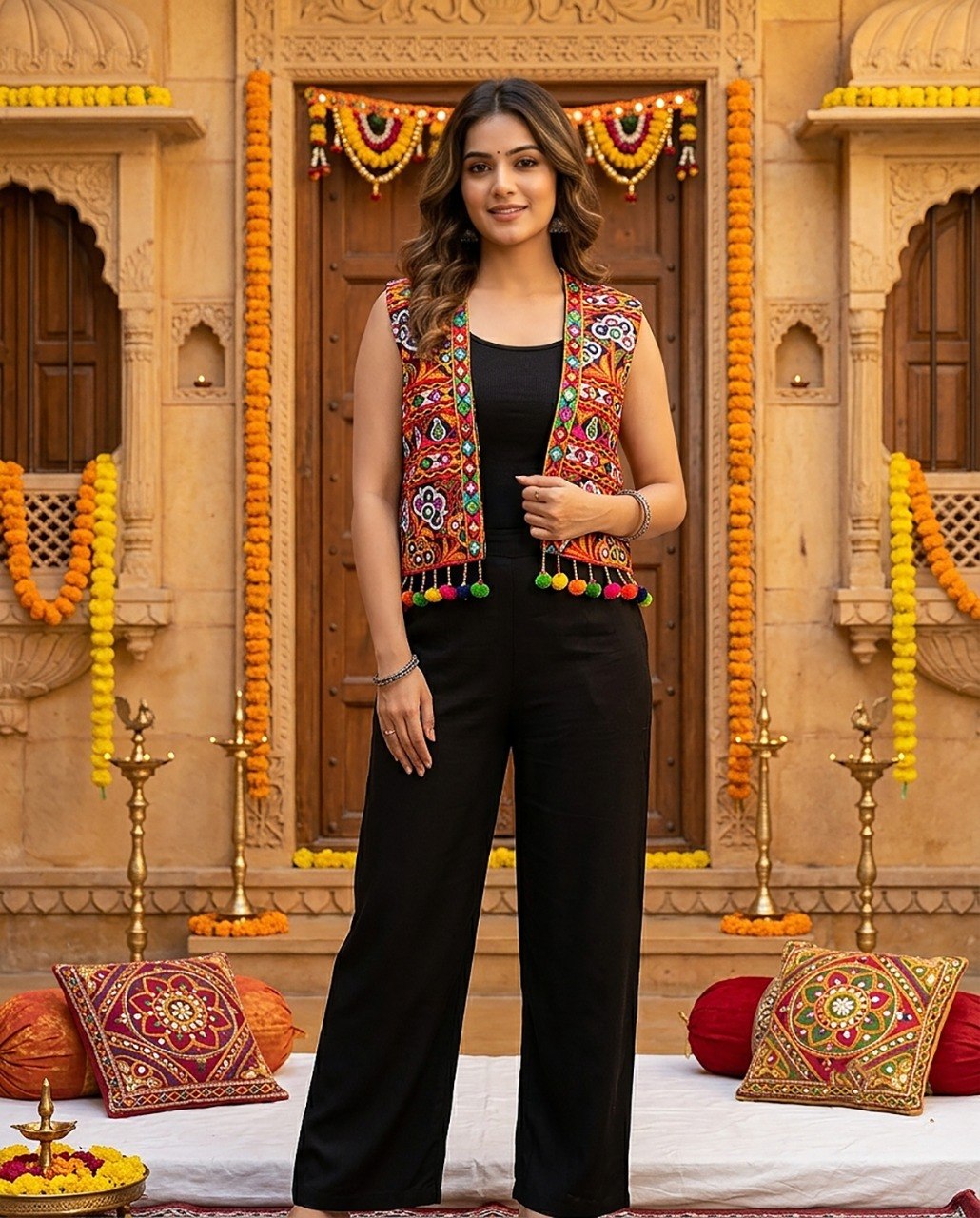 Premium Cotton Embroidered Mirror Work Jacket | Navratri Special Collection | Original Mirror Work | Fully Stitched   HE-BUY-(H)-59
