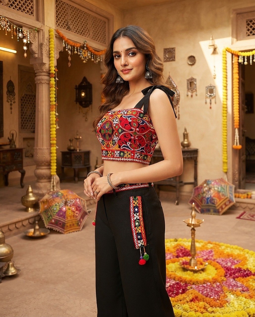 Premium Kutch Work Co-Ord Set | Original Mirror Work | Navratri Special Collection | Fully Stitched Top & Pant  HE-BUY-(H)-60