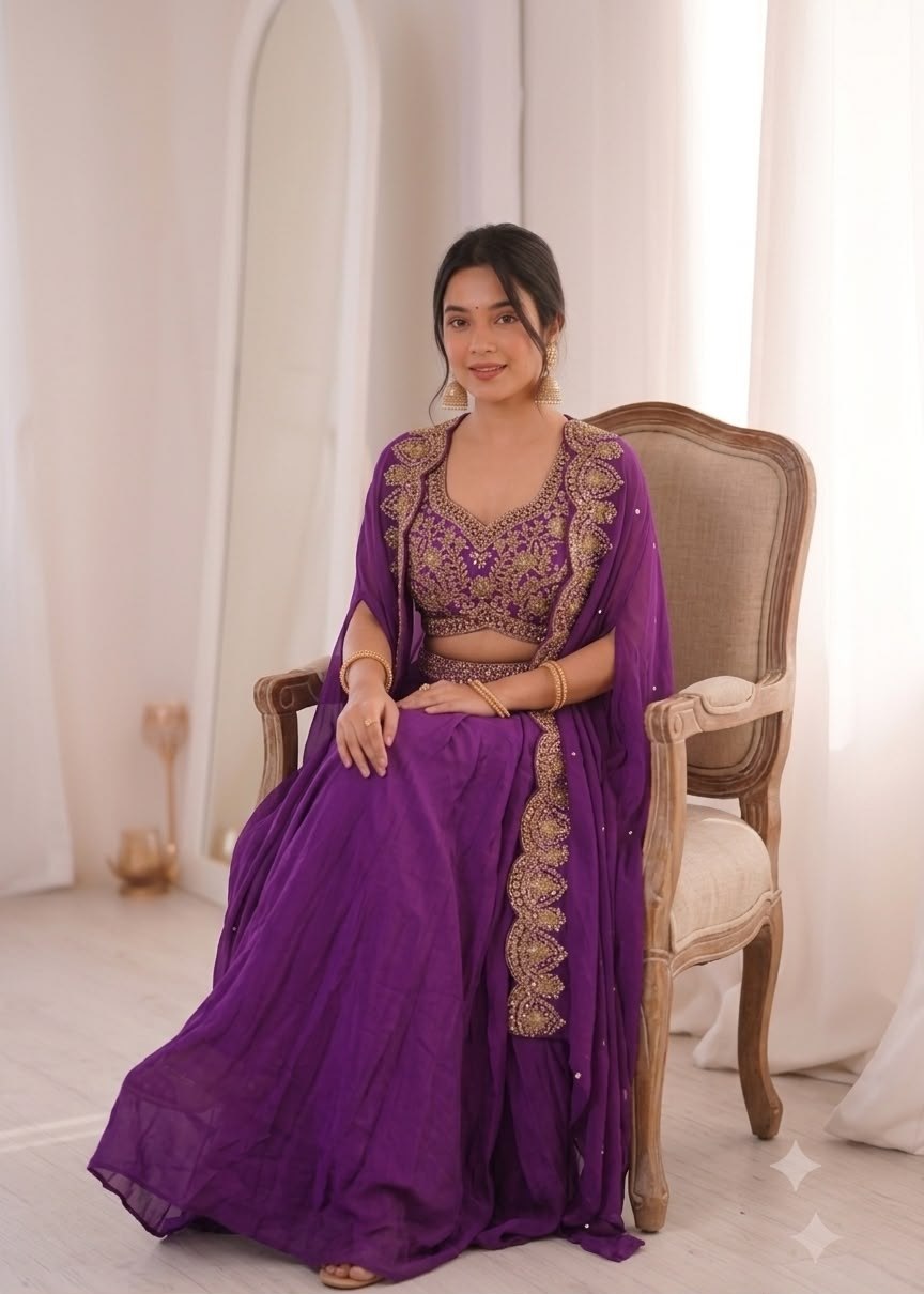 New Trending Party Wear Shrug with Sarara & Blouse | Natural Crepe | Embroidered Designer Set | Premium Festive WearNew Trending Party Wear Shrug with Sarara & Blouse | Natural Crepe | Embroidered Designer Set | Premium Festive Wear HE-BUY-(M)-277