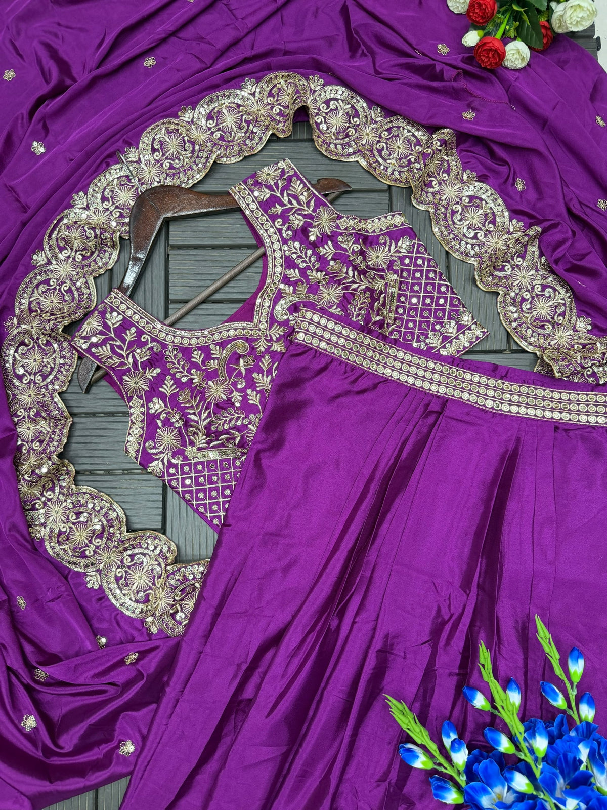New Trending Party Wear Shrug with Sarara & Blouse | Natural Crepe | Embroidered Designer Set | Premium Festive WearNew Trending Party Wear Shrug with Sarara & Blouse | Natural Crepe | Embroidered Designer Set | Premium Festive Wear HE-BUY-(M)-277