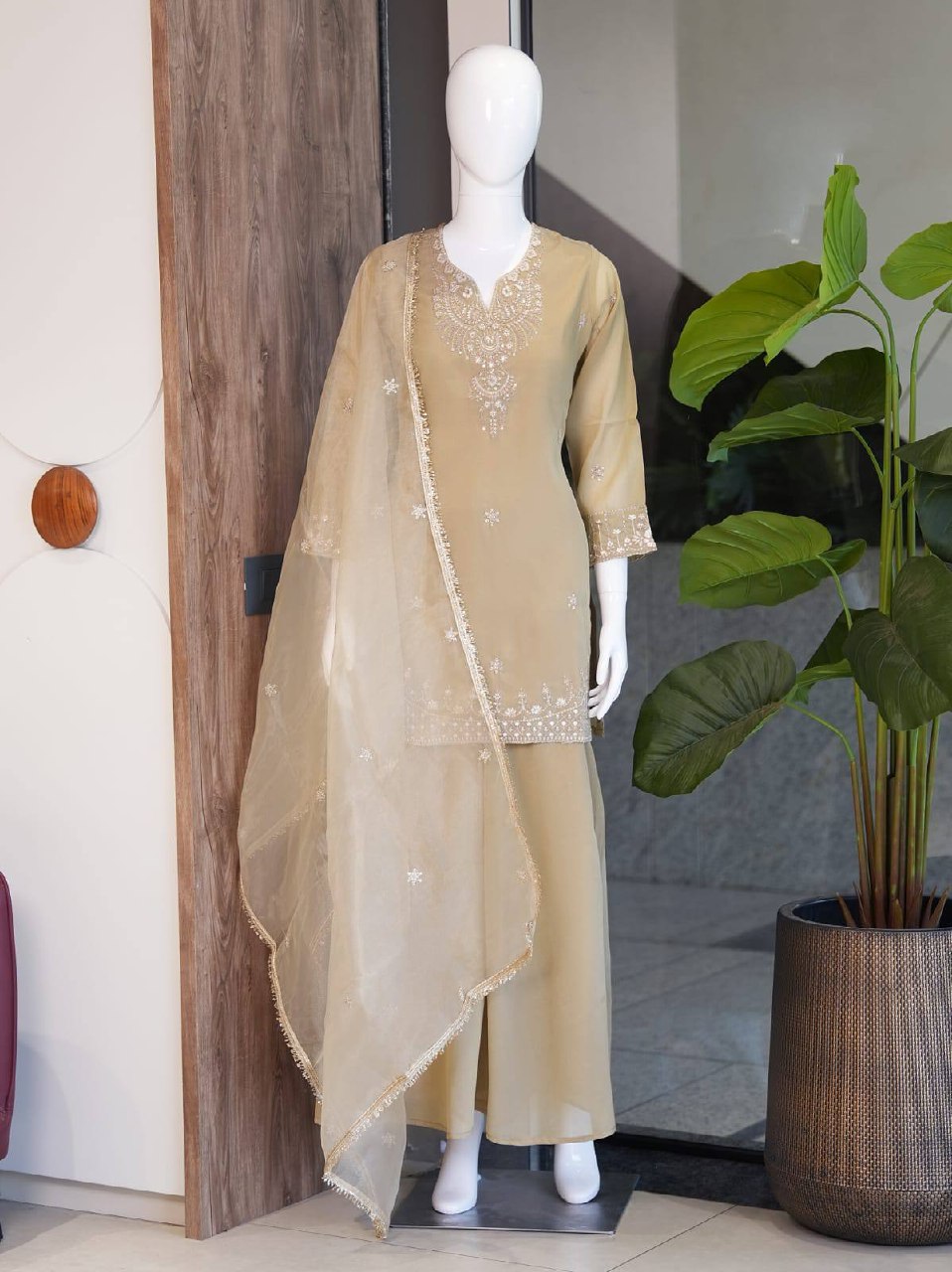 Designer Cosmos Kurti Set for Women | Premium Sequence Work Kurti with Palazzo & Organza Dupatta | Festival, Party & Wedding Wear Collection