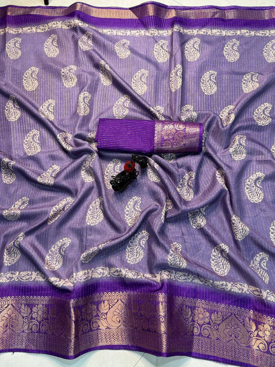New Super Soft Dola Saree with Premium Pallu & Jacquard Border | Running Blouse  HE-BUY-(X)-153