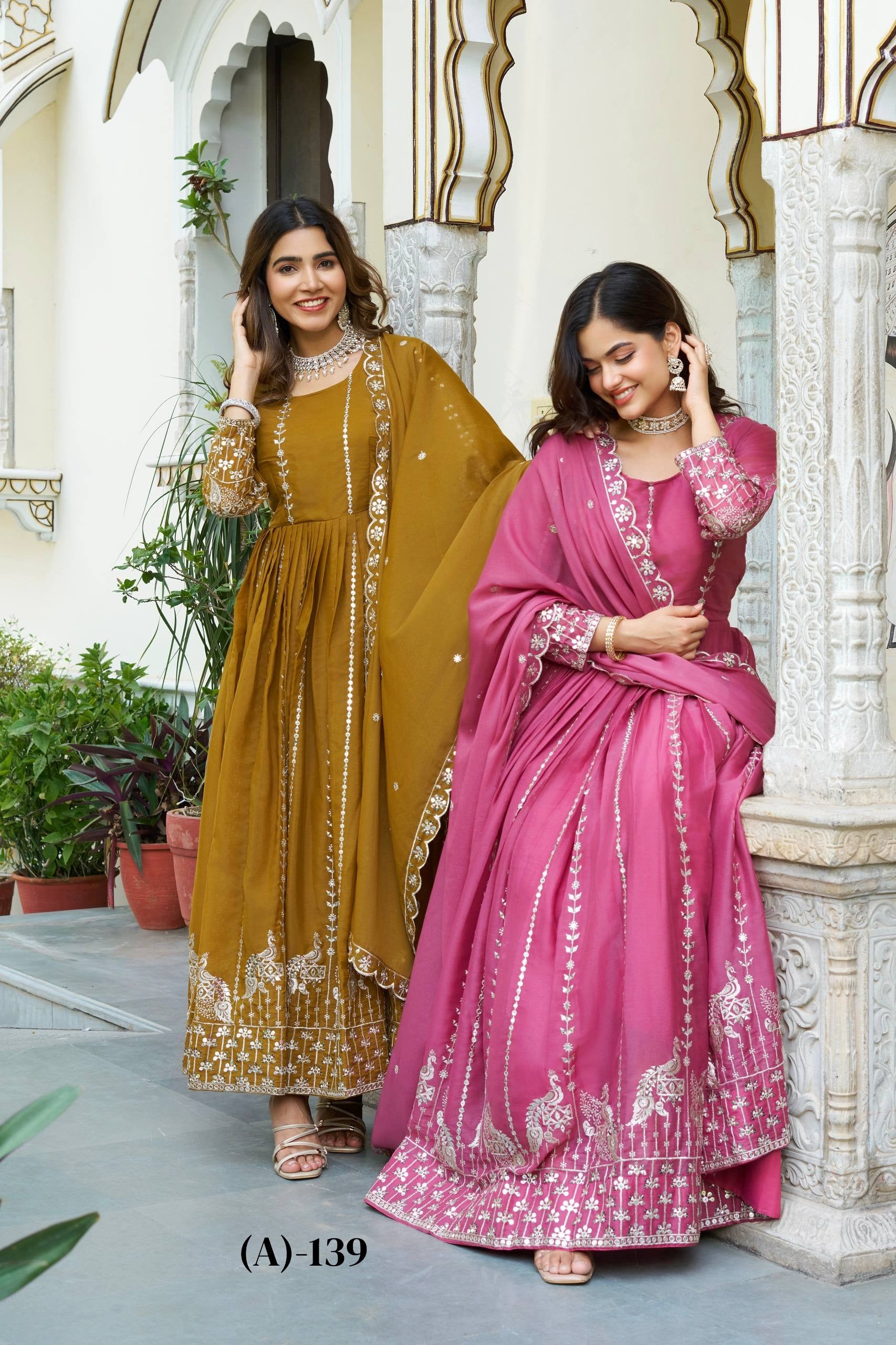 Festival Collection Star Georgette Long Gown with Heavy 7MM Sequence Embroidery Work - Fully Stitched