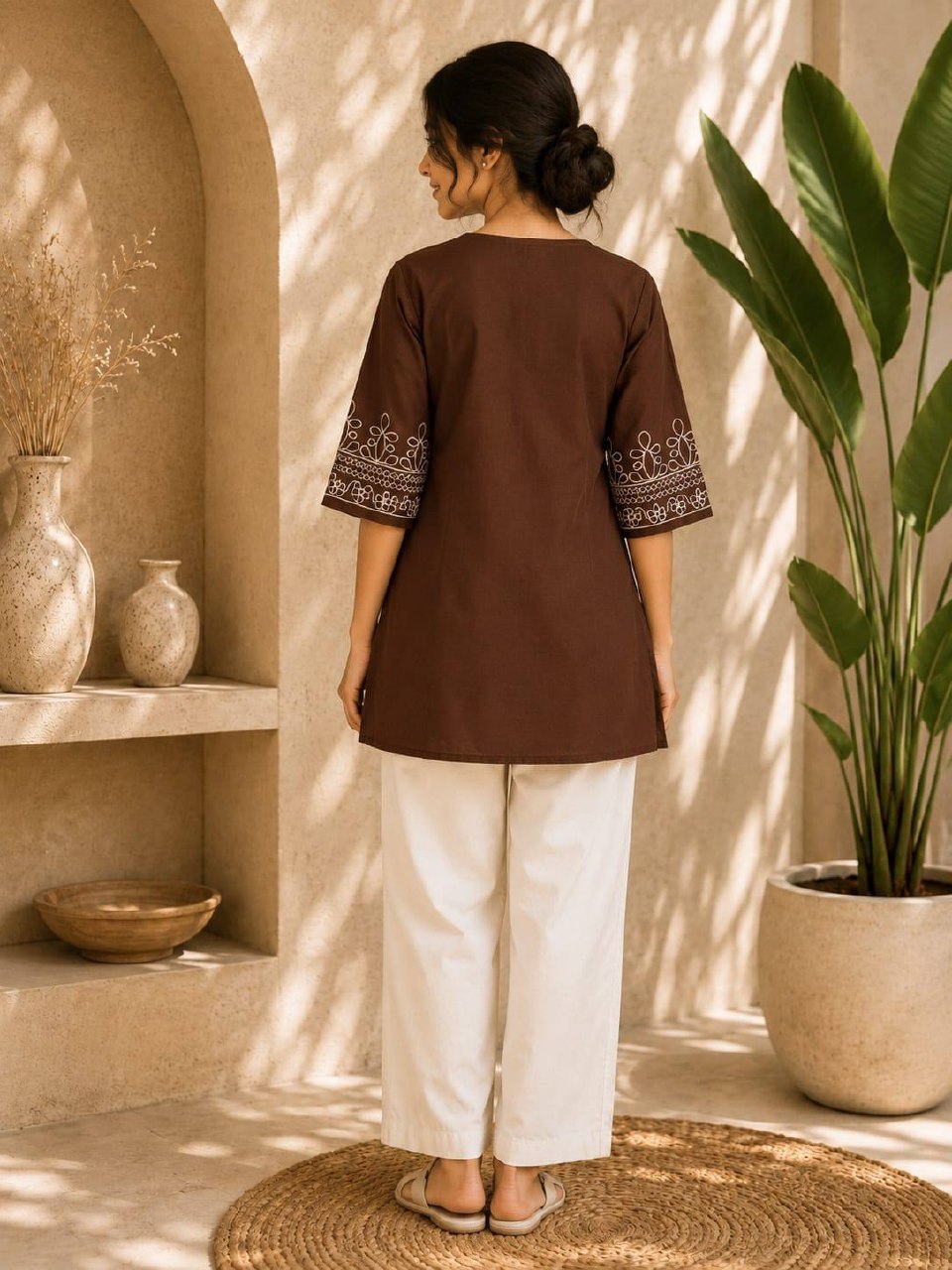 Premium Salab Cotton Kurti Co-Ord Set for Women | Elegant Short Kurti with Pant | Soft & Comfortable | Daily, Office & Casual Wear (L)C-03