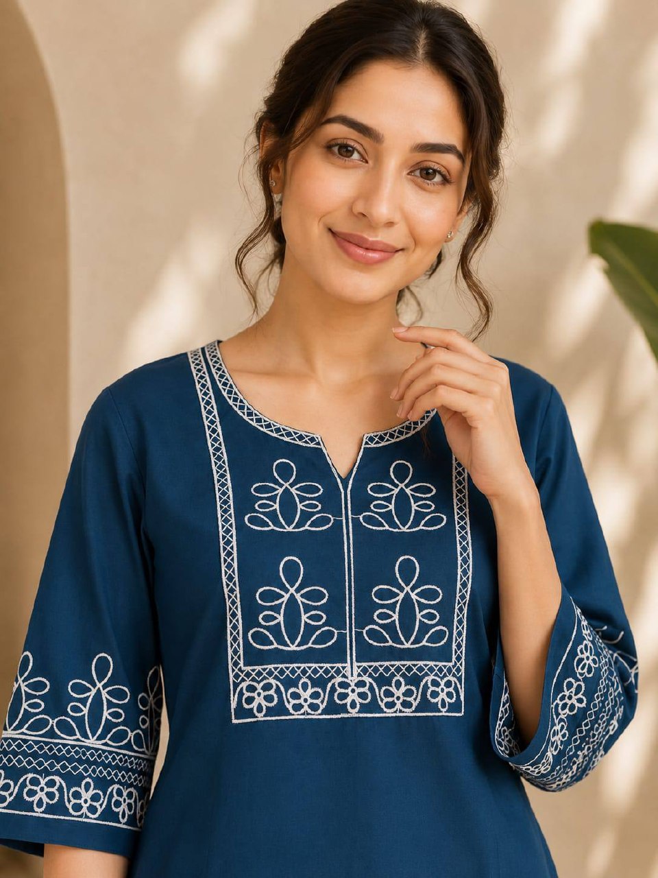 Premium Salab Cotton Kurti Co-Ord Set for Women | Elegant Short Kurti with Pant | Soft & Comfortable | Daily, Office & Casual Wear (L)C-03