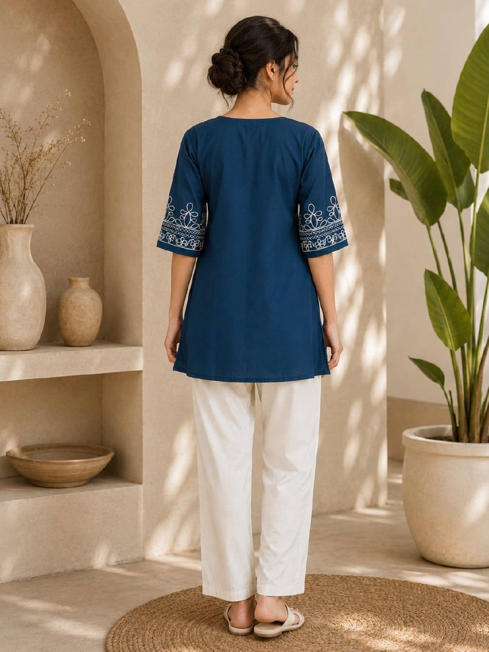 Premium Salab Cotton Kurti Co-Ord Set for Women | Elegant Short Kurti with Pant | Soft & Comfortable | Daily, Office & Casual Wear (L)C-03