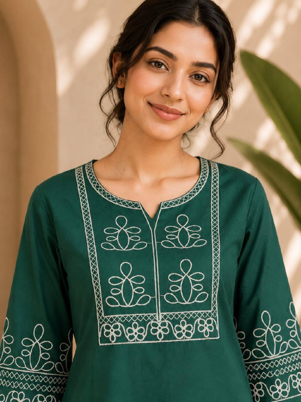 Premium Salab Cotton Kurti Co-Ord Set for Women | Elegant Short Kurti with Pant | Soft & Comfortable | Daily, Office & Casual Wear (L)C-03