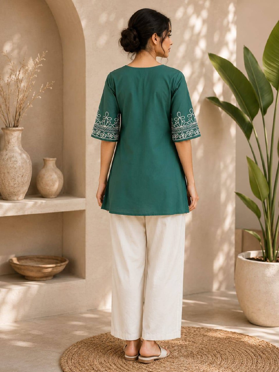 Premium Salab Cotton Kurti Co-Ord Set for Women | Elegant Short Kurti with Pant | Soft & Comfortable | Daily, Office & Casual Wear (L)C-03