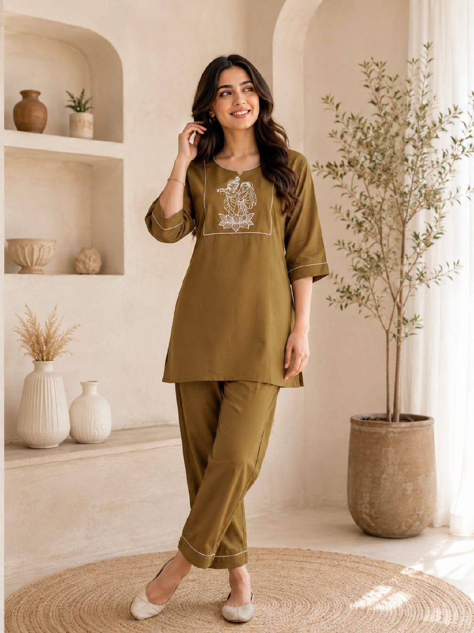 Premium Salab Cotton Kurti Set for Women Co-Ord set Collection | Classy Elegant Ethnic Wear | Soft & Comfortable | Daily & Office Wear (L)C-05