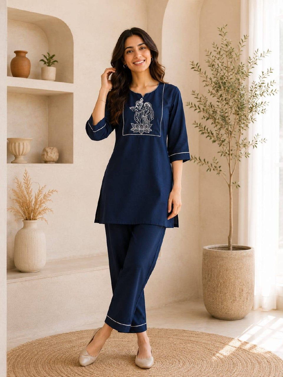 Premium Salab Cotton Kurti Set for Women Co-Ord set Collection | Classy Elegant Ethnic Wear | Soft & Comfortable | Daily & Office Wear (L)C-05
