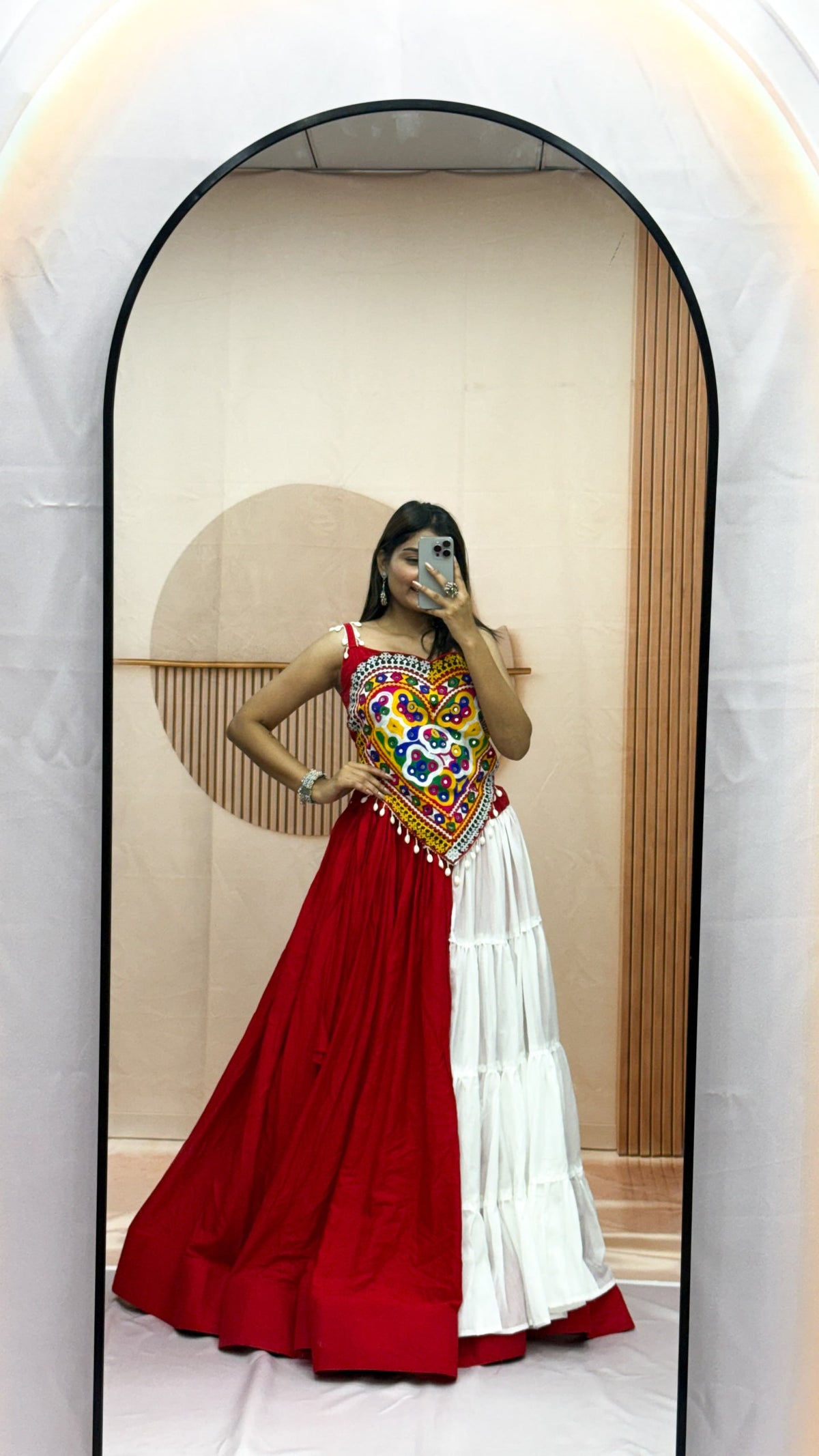 Kalakruti Designer Pure Cotton Lehenga Choli | 6 Meter Big Flair | Heavy Gamthi Work | Real Mirror & Kodi Work | Fully Stitched Festive Wear HE-BUY-(AB)-04