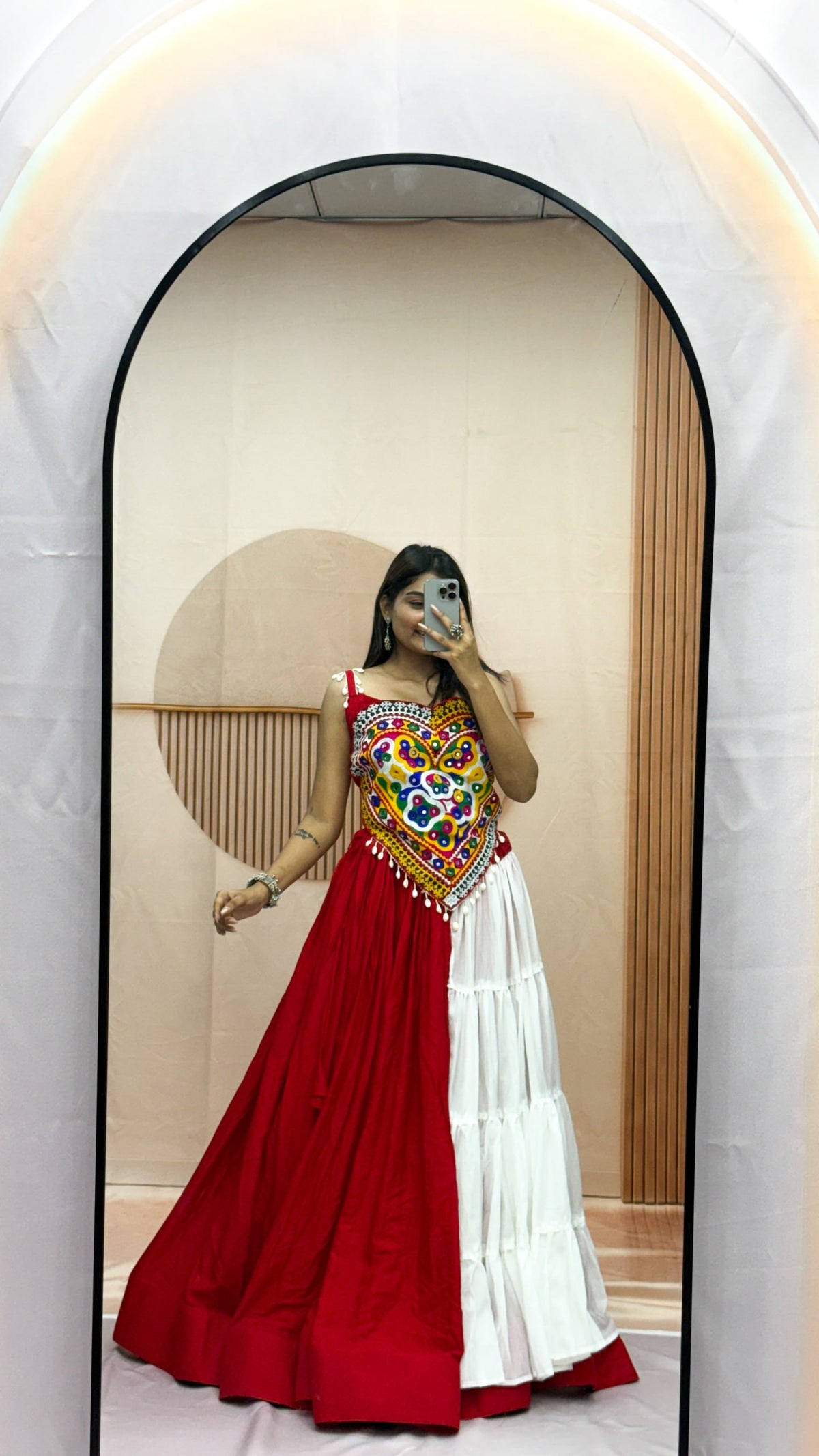 Kalakruti Designer Pure Cotton Lehenga Choli | 6 Meter Big Flair | Heavy Gamthi Work | Real Mirror & Kodi Work | Fully Stitched Festive Wear HE-BUY-(AB)-04