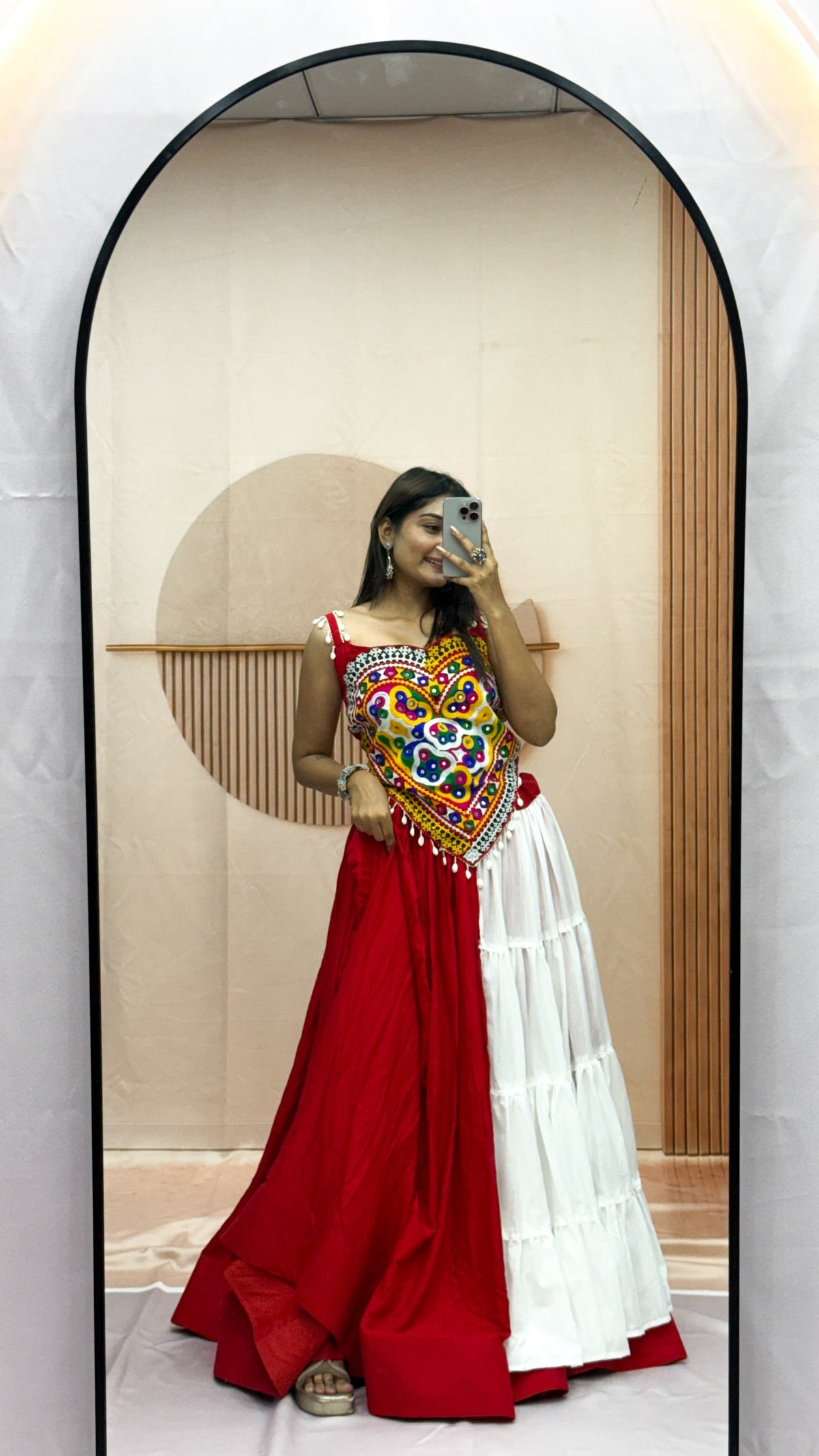 Kalakruti Designer Pure Cotton Lehenga Choli | 6 Meter Big Flair | Heavy Gamthi Work | Real Mirror & Kodi Work | Fully Stitched Festive Wear HE-BUY-(AB)-04