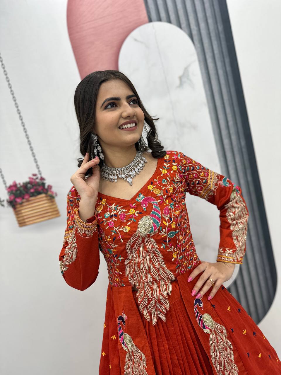 Premium Pure Vichitra Festival Special Crop Top with Lehenga & Shrug Set for Women | Heavy Thread & Sequence Work | Designer Party & Wedding Wear Collection